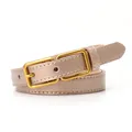 Champagne gold luxury women belt with double rectangular metal buckles for dresses - Tin Gold