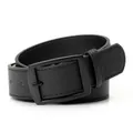Ceinture classique en similicuir noir avec une boucle carrée noire mate élégante - Noir
