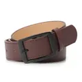 Ceinture classique en similicuir marron foncé avec boucle carrée noir mat pour jean - Café