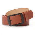 Ceinture en simili cuir marron avec boucle carrée noire pour un look mode décontracté - Chameau