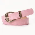 Ceinture vintage rose pour femme avec boucle dorée gravée et texture marbrée - Rose Carmin