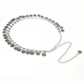 Bohemian silver metal waist chain featuring vintage ethnic coin pendants and tassels - Silver