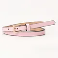 Cintura sottile da donna in pelle rosa pallido con fibbia quadrata oro chiaro - Rosa