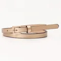 Cintura sottile da donna color oro champagne con fibbia quadrata elegante - Oro