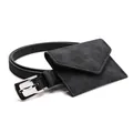 Conjunto de mini riñonera negra mate con hebilla plateada y bolso pequeño de sobre - Negro