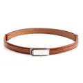 Dark brown crocodile embossed leather belt for women with silver rhinestone buckle - Silver Buckle Camel