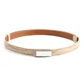 Ceinture beige effet crocodile pour femme avec boucle élégante ornée de strass - Boucle Argentée Khaki