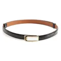 Ceinture fine pour femme en cuir noir crocodile et boucle dorée à strass chic - Boucle Dorée Noir