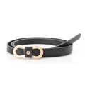 Women's slim black PU leather belt featuring a trendy golden infinity buckle - Black