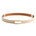 Ceinture beige à boucle strass et texture crocodile pour robes élégantes et tenues femmes - Boucle Dorée Corde Kaki