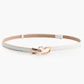 Sottile cintura bianca da donna con elegante fibbia a cuore dorata a incastro - Bianco
