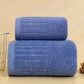Set di 2 asciugamani in cotone blu con telo da bagno spesso e asciugamano per il viso - 75x35cm / Blu Piano