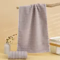 Plush light purple striped cotton face towel for adults with soft absorbent texture - 74*34cm / Light Gray