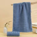 Blue striped thick cotton face towel with absorbent texture and soft ribbed weave design - 74*34cm / Deep Blue