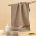 Brown pure cotton towel set with stripe details and soft plush texture for home bathroom - 75x35cm / Dark Satin Coffee