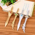 Miniature metal sword pendant pens in gold and silver with colorful gemstone accents - 0.5mm / Multicolor / Black