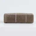 Brown striped soft cotton face towel with absorbent waffle weave and thick texture - Coffee
