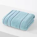Serviette en coton bleu clair avec rayures bleu foncé et texture éponge douce - 75x35cm / Vert Quatre Satins
