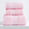 Set di 3 asciugamani in cotone rosa tenue con elegante motivo a nido d'ape e consistenza - Asciugamano viso / Rosa
