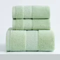 Set di 3 asciugamani in cotone verde chiaro con trama a nido d'ape e finitura soffice - Asciugamano viso / Verde