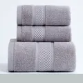 Set di tre asciugamani in cotone grigio con trama jacquard a nido d'ape e consistenza - Asciugamano viso / Grigio