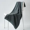 Dark green 50x100cm cotton towel with textured geometric square pattern and wide border - 100cm x 50cm / Dark Gray