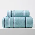 Set di asciugamani in cotone azzurro spesso con strisce blu e trama assorbente - Verde