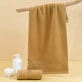 Thick ginger yellow absorbent cotton face towel with textured borders for home use - 74*34cm / Coffee