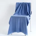 Soft dark blue cotton bath towel featuring high-absorbency textured loop fabric - Plain Weave / Dark Blue