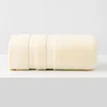 Soft cream white pure cotton towel featuring decorative triple stripe pattern details - Standard Size / Ivory