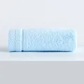 Serviette de visage épaisse bleu clair en coton avec bordure losange et texture éponge - 35*75cm / Bleu