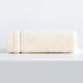 Serviette épaisse en coton crème avec bordure à motifs losanges roulée sur fond blanc - 35*75cm / Jaune
