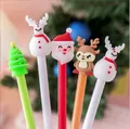 Christmas theme gel pen set featuring 5 pieces with 3D silicone Reindeer and Snowman toppers - Christmas Mixed Style (Type B)