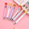 Set of 6 cartoon food themed multi-color ballpoint pens with creative fast food toppers - Fast Food Gourmet Theme / Colorful (Set)