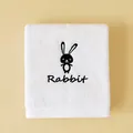 Soft white pure cotton face towel featuring a cute black embroidered rabbit design - Rabbit(Rabbit) / Face Towel (75x35cm) / White