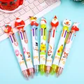Detailed set of seven Christmas multi-color ballpoint pens with cartoon silicone toppers - Christmas Cartoon Mixed Style