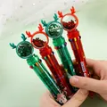 Bolígrafo de Navidad 10 colores con esfera de lentejuelas y astas de reno lindas - Estilo A