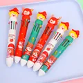 Close-up of festive 10-color Christmas pens with cute holiday doll toppers and patterns - Christmas Reindeer Antler Red Hat Style