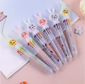Set di 6 penne a sfera a 10 colori a scatto con graziose teste di coniglio glitterate - Stile Coniglio Paillettes