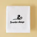 Soft absorbent white cotton face towel with minimalist black snake embroidery detail - Snake(Snake deep) / Face Towel (75x35cm) / White