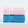 Pink and blue cotton towels featuring a thick herringbone weave and soft loop texture - 34x74cm / Pink and Blue