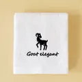 White cotton towel with black goat embroidery and text, thick and absorbent. - Goat(Goat elegant) / Face Towel (75x35cm) / White