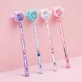 Lot de quatre stylos mignons en forme de chat en violet, vert, blanc et rose - Style Paillettes Queue de Chat
