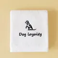 Soft white Xinjiang cotton face towel featuring black embroidered dog loyalty design - Dog(Dog loyalty) / Face Towel (75x35cm) / White