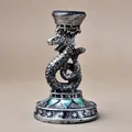 Gothic silver resin snake statue crystal ball stand with green eyes and star base - Antique Silver Snake Style (Resin Silver Snake)