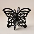 Minimalist black hollow butterfly metal display stand and decorative crystal ball base - Black Hollow Butterfly