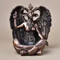 Gothic Baphomet resin statue with bronze finish, mystical winged goat home decor ornament - Bronze