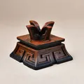 Vintage bronze resin display stand for crystal balls and minerals with ancient patterns - Vintage Fang Ding Style