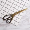 Nordic gold stainless steel office scissors with ergonomic black handle grips - Gold