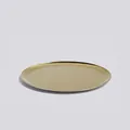Minimalist Nordic round metal storage tray with premium matte brass gold finish - Gold